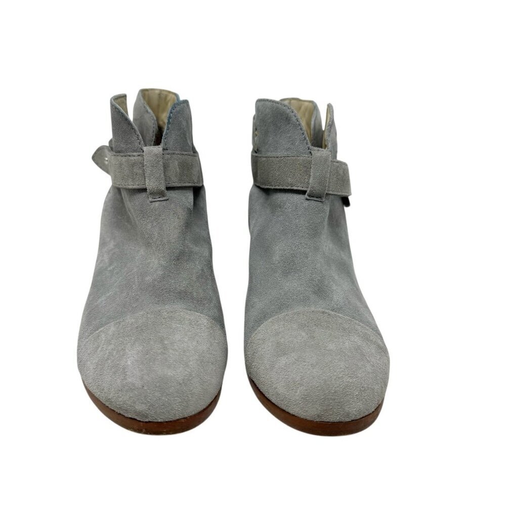Rag and Bone Harrow Suede Booties gray ankle boots size 7.5 37.5 belted